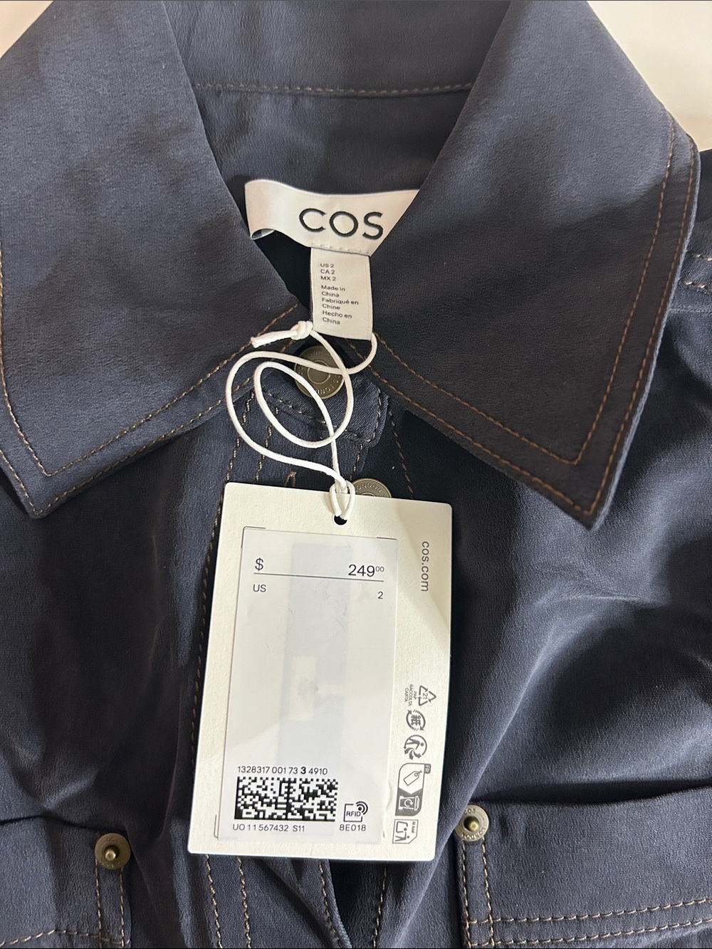 NWT COS (size 4) DENIM-EFFECT SILK SHIRT - Picture 12 of 13